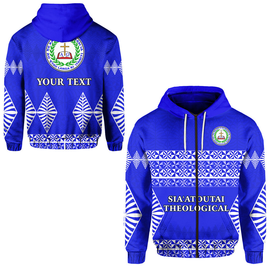 ( Personalised) Sia'atoutai Theological College Zip Hoodie Tonga Pattern