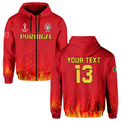 Custom Portugal Football Hoodie Champions Soccer World Cup My Heartbeat Fire