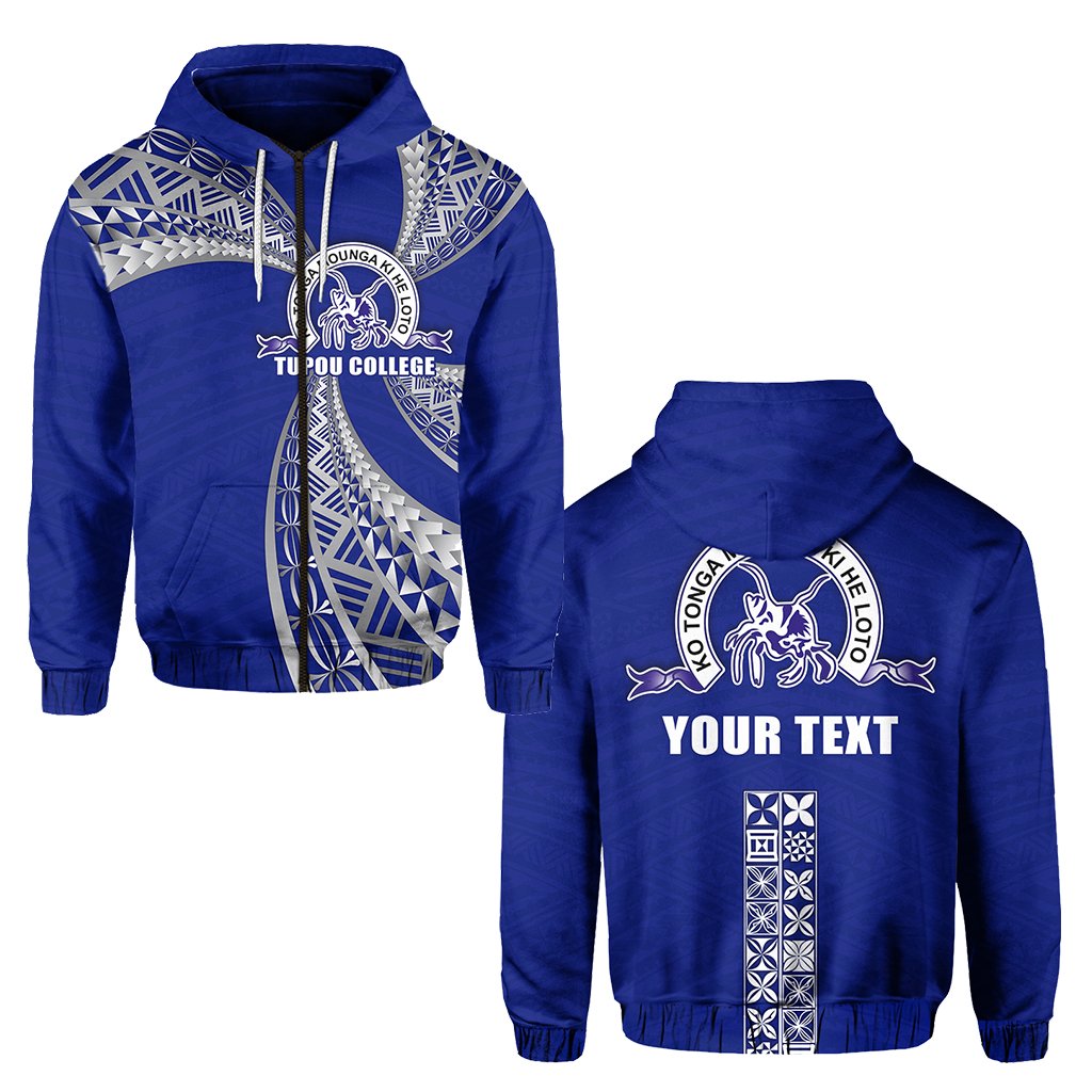 Custom Text Tupou College Zip Hoodie Toloa Tonga