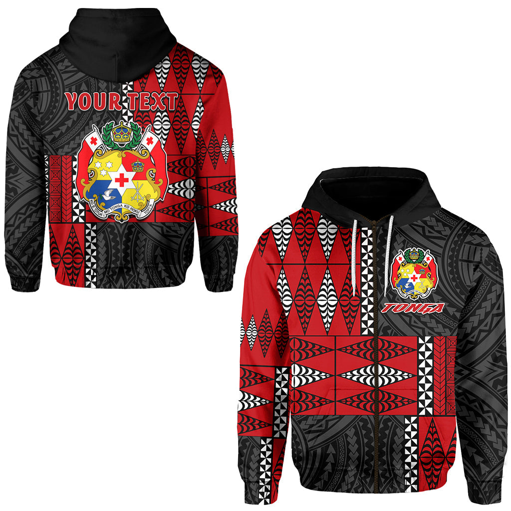 ( Personalised) Tonga Zip Hoodie Tongan Pattern Mix Polynesian