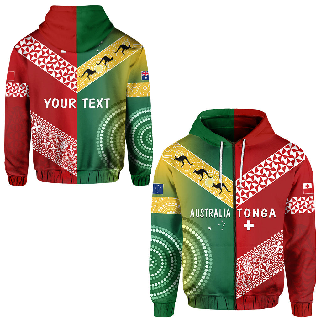 Custom Text Australia and Tonga Zip Hoodie Version Special