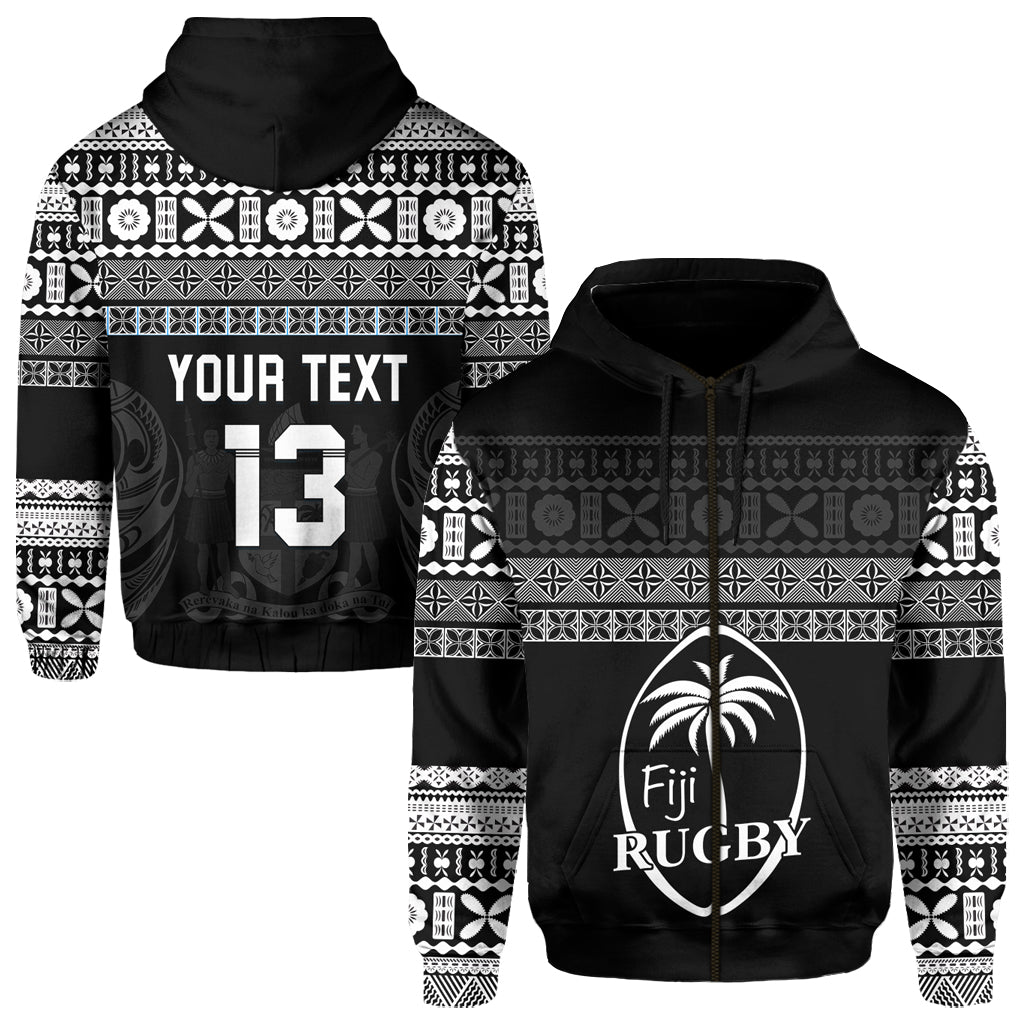 ( Text and Number) Fiji Rugby Zip Hoodie Lifestyle 2022 Flying Fijians