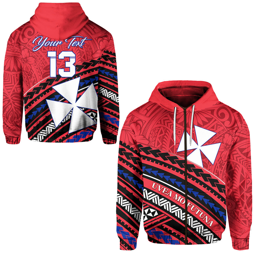 ( Personalised) Wallis and Futuna Zip Hoodie Creative Polynesian Text and Number