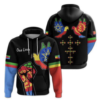 Ethiopia And Eritrea Zip Hoodie One Love