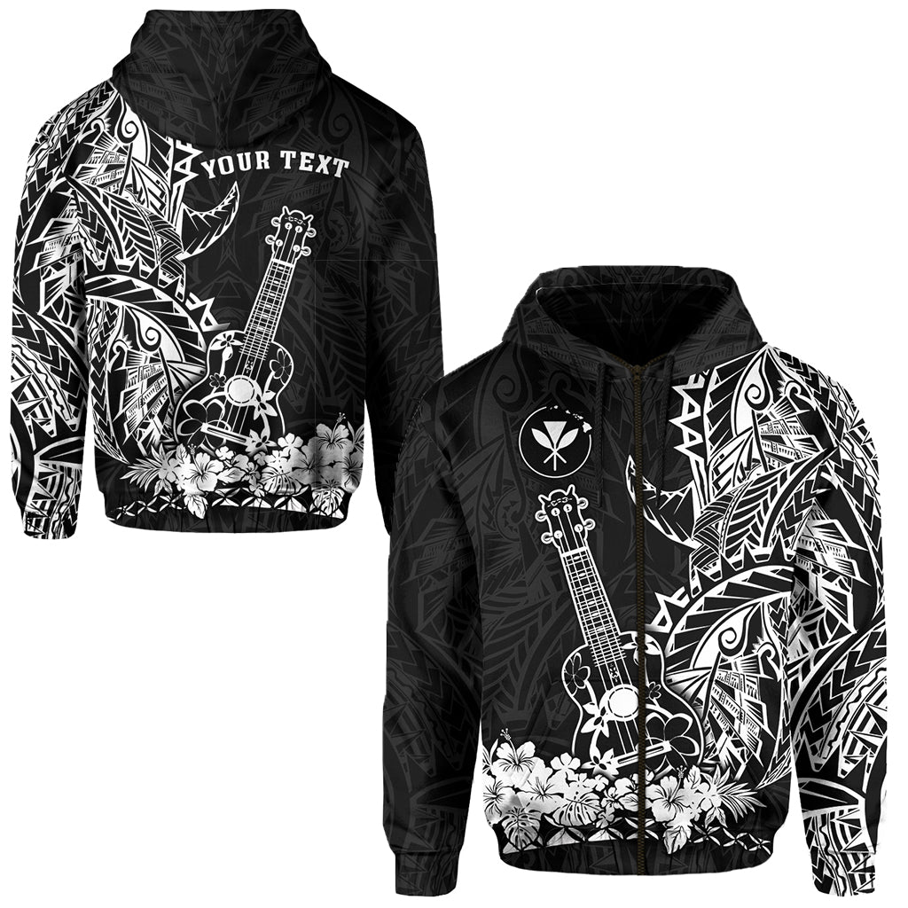 ( Personalised) Hawaii Polynesian Zip Hoodie White Ukulele