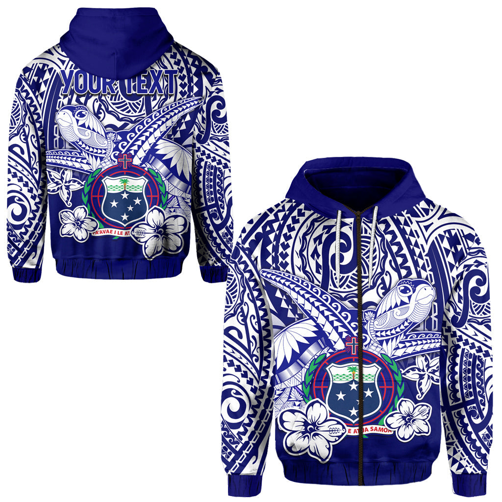 Custom Text Samoa Polynesian Zip Hoodie Samoan Loved Turtles