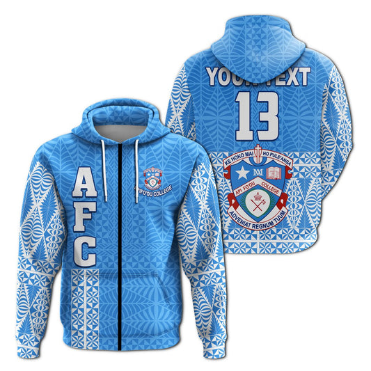 ( Personalised) Apifo'ou College Zip Hoodie Tongan Pattern AFC Lovers