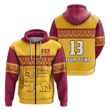 Custom Sri Lanka Hoodie Traditional Pattern and Lion Flag