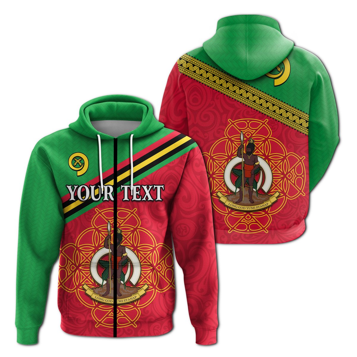 ( Personalised) Vanuatu Zip Hoodie Pattern Sand Drawing