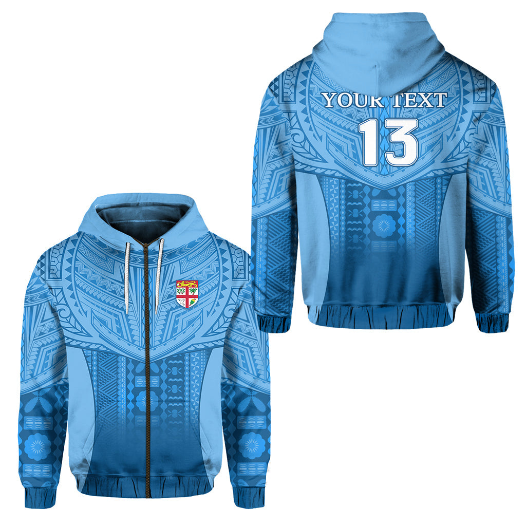 ( Personalised) Fiji Faithful Zip Hoodie Version Blue Text and Number