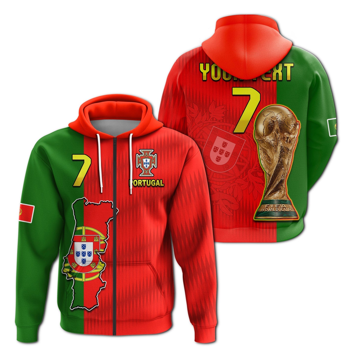 Custom Portugal Football 2022 Hoodie Style Flag Portuguese Champions