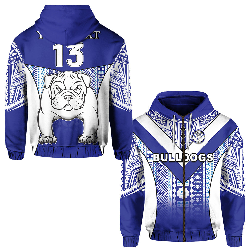 ( Personalised) Makoi Bulldogs Zip Hoodie Mix Tapa Fijian Text and Number