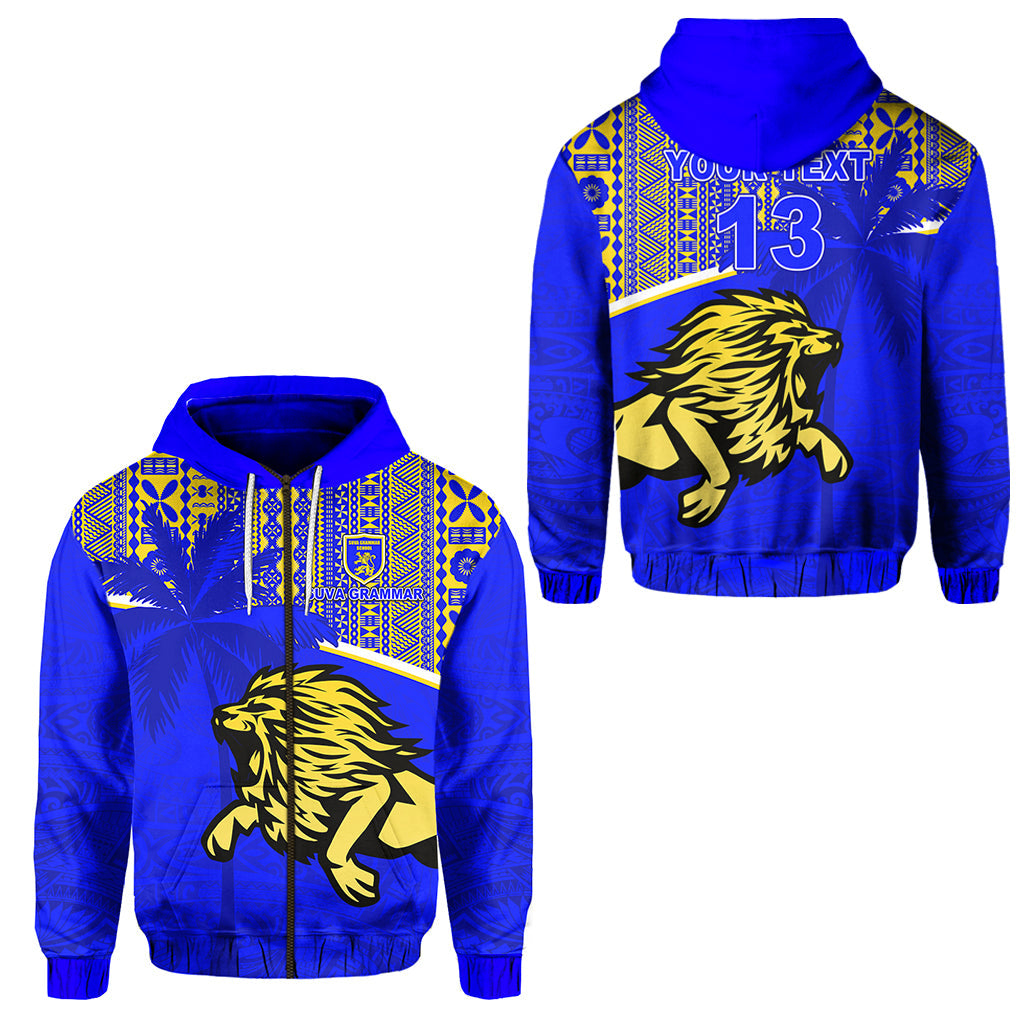 ( Personalised) Suva Grammar School Zip Hoodie Spirit Lion Text and Number