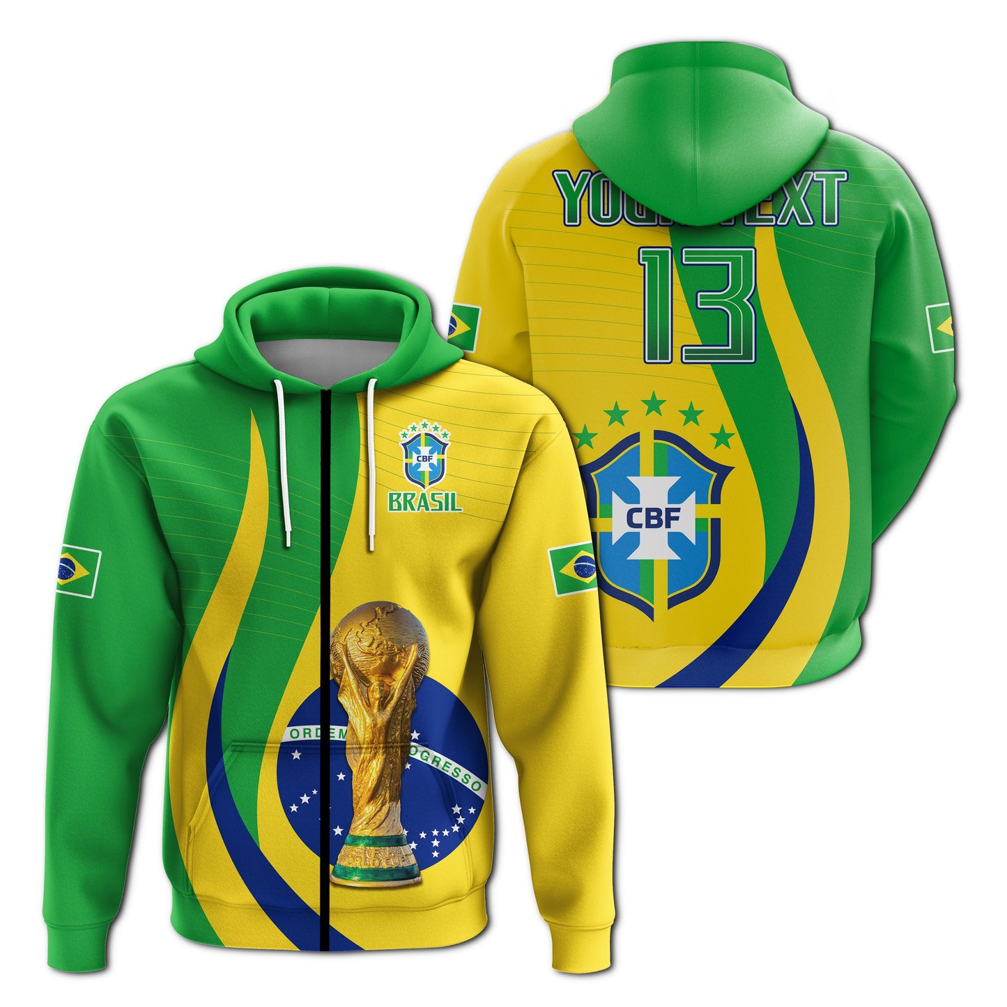 Custom Brazil Football Champions Hoodie Selecao Style Vibe