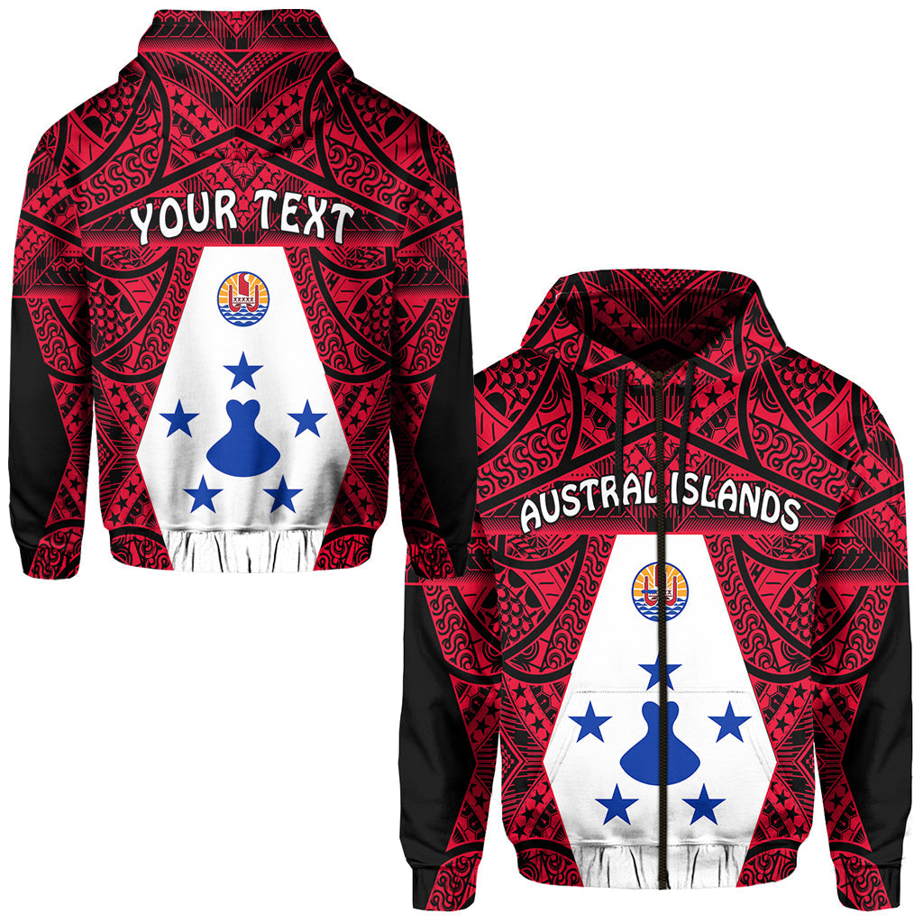 ( Personalised) Austral Islands Zip Hoodie Polynesian Pattern French Polynesia