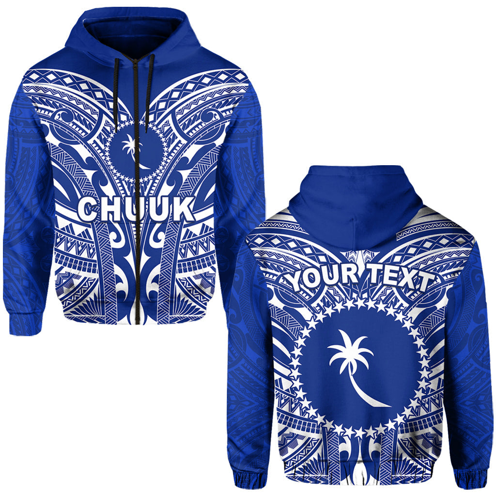 ( Personalised) Chuuk Zip Hoodie Micronesia Simple Pattern
