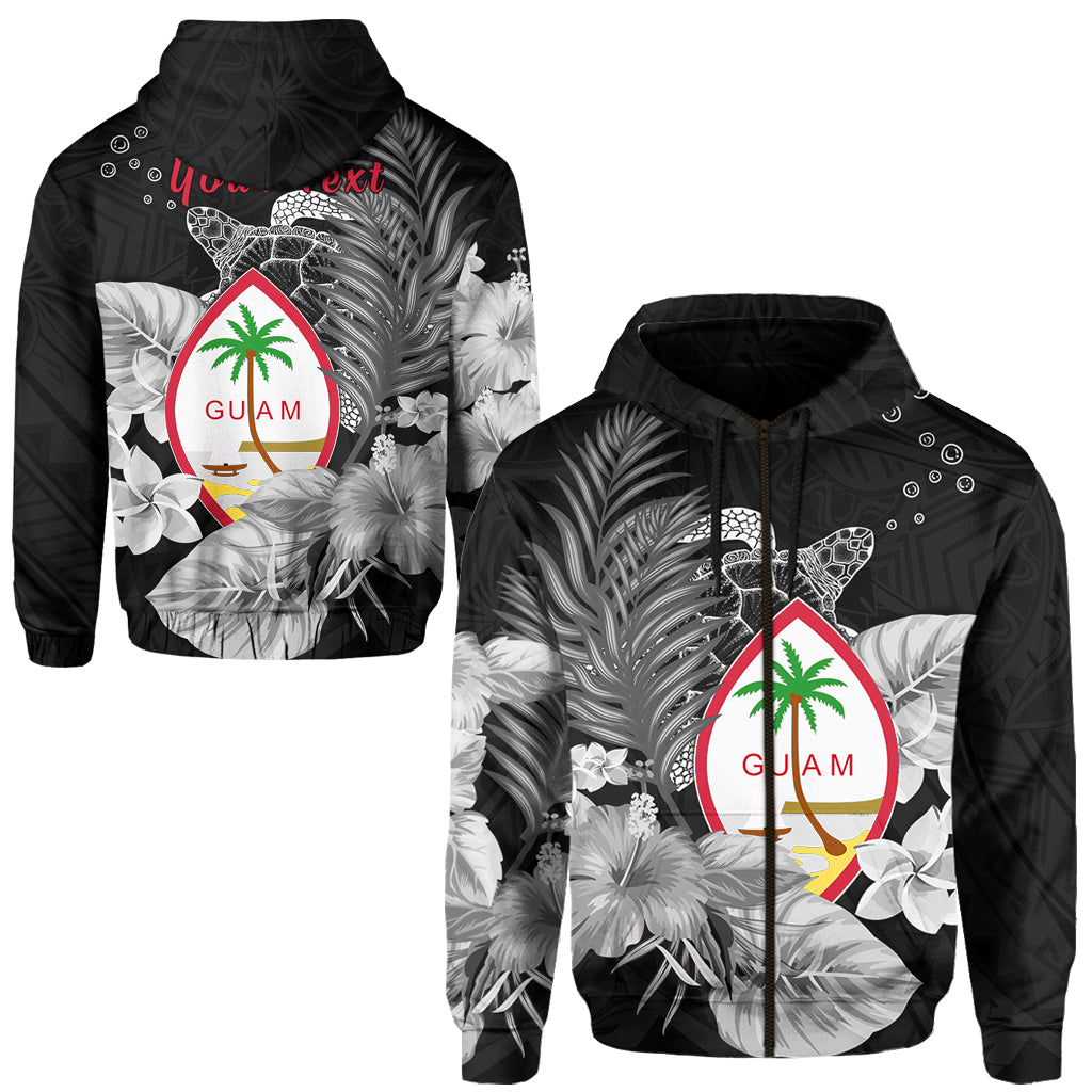 ( Personalised) Guam Seal Zip Hoodie Polynesian Turtle with Flowers Version White