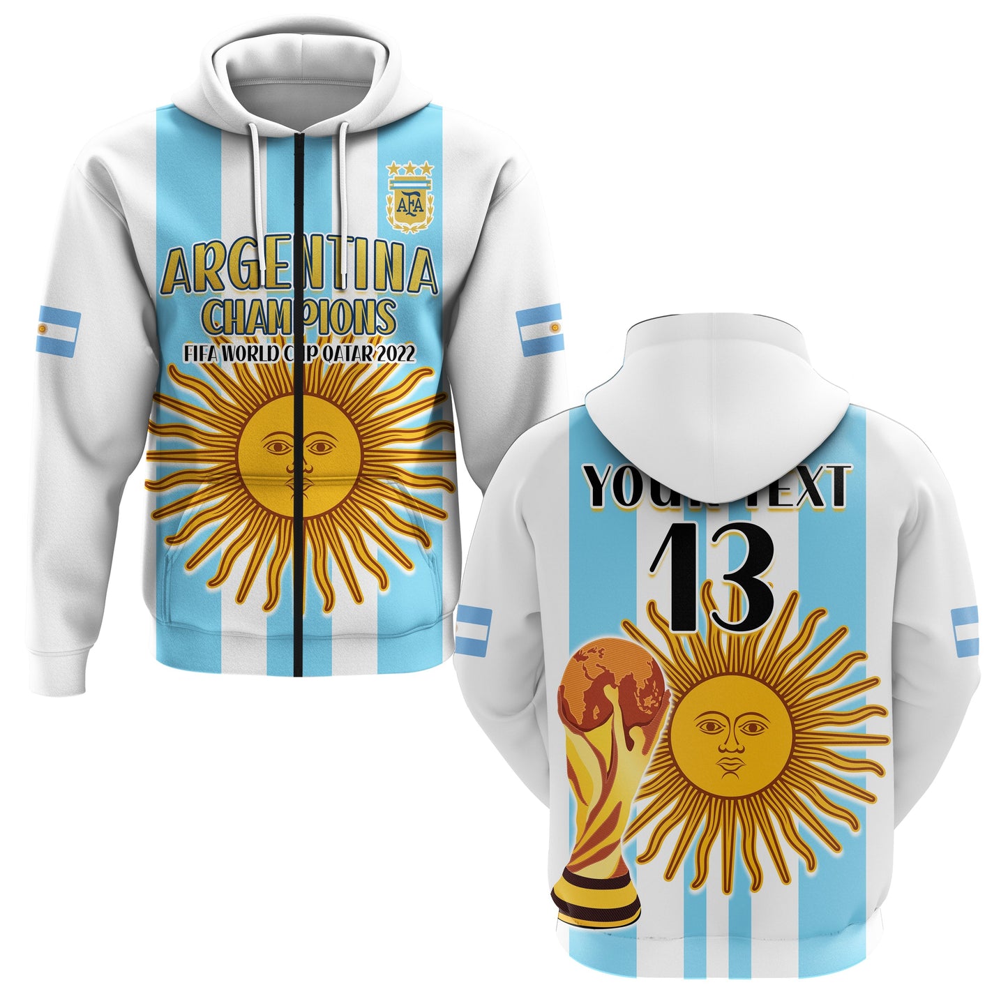 Custom Argentina Football Hoodie FIFA 2022 World Cup Champions