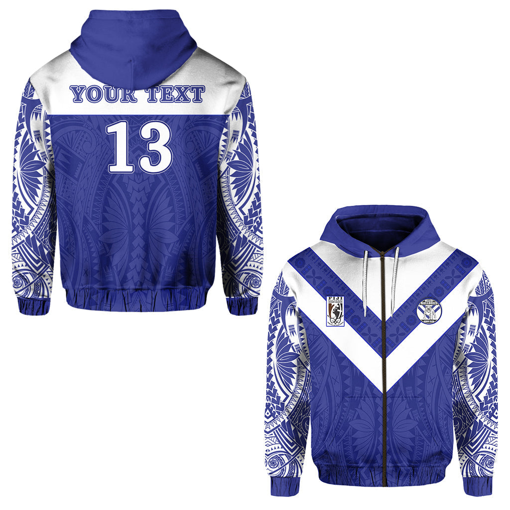 ( Personalised) Makoi Bulldogs Zip Hoodie Forever Fiji Rugby Text and Number
