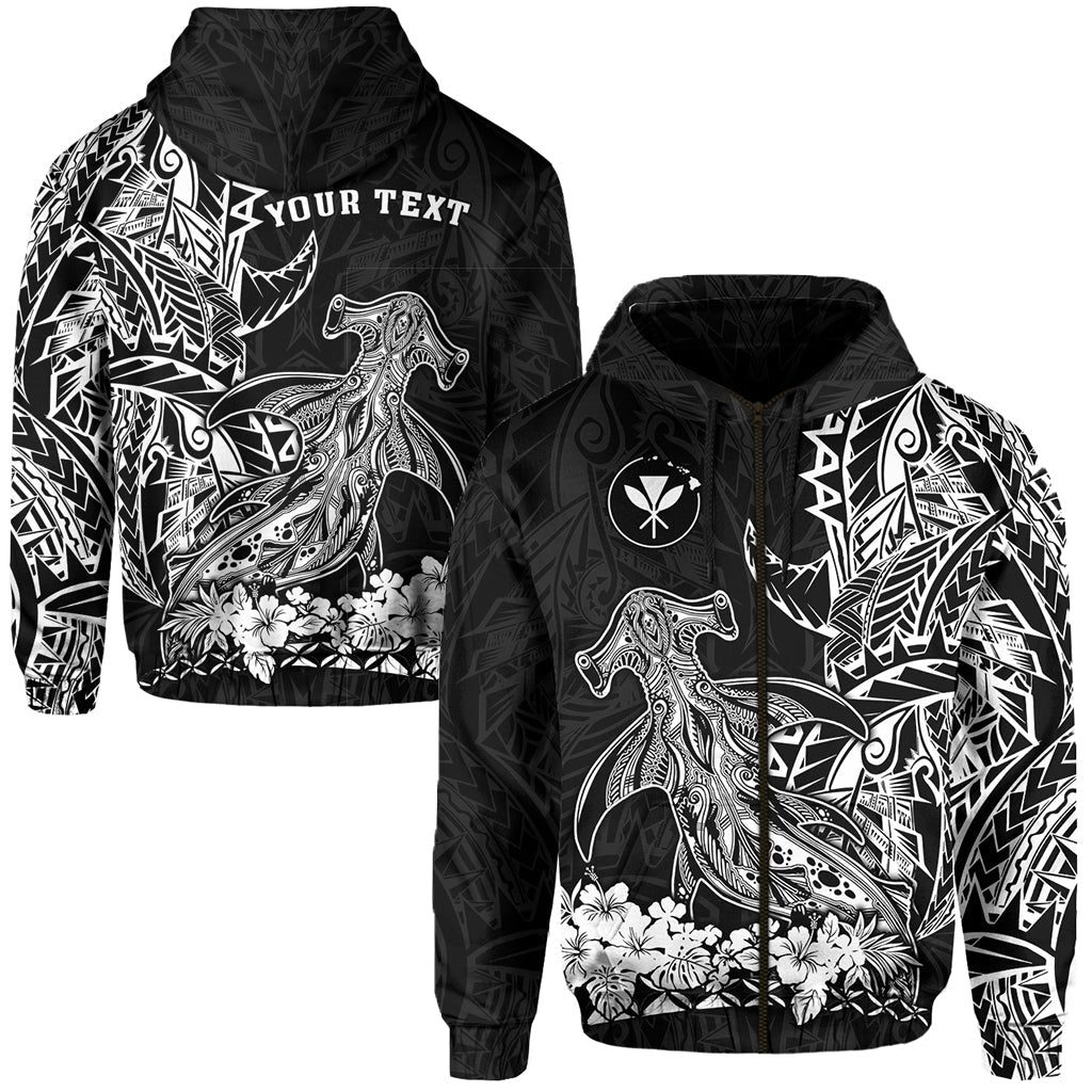 ( Personalised) Hawaii Polynesian Zip Hoodie Wild Hammerhead Sharks