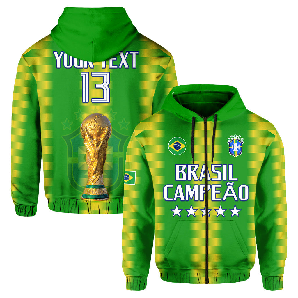 Custom Brazil Football Champions Hoodie Proud Selecao