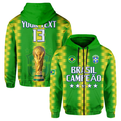 Custom Brazil Football Champions Hoodie Proud Selecao