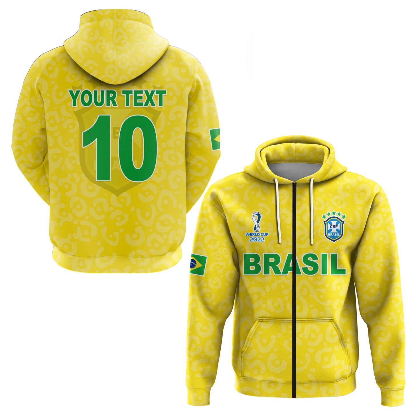 Custom Brazil Football Hoodie World Cup Champions Soccer 2022 Selecao Brazil Campeao