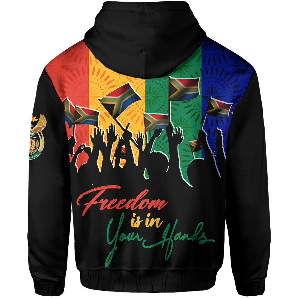 Shweshwe Pattern South Africa Freedom Day Hoodie Freedom Is In Your Hands