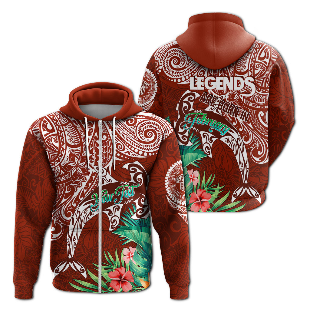 ( Personalised) Polynesian Birthday Zip Up Hoodie Legends Are Born In February