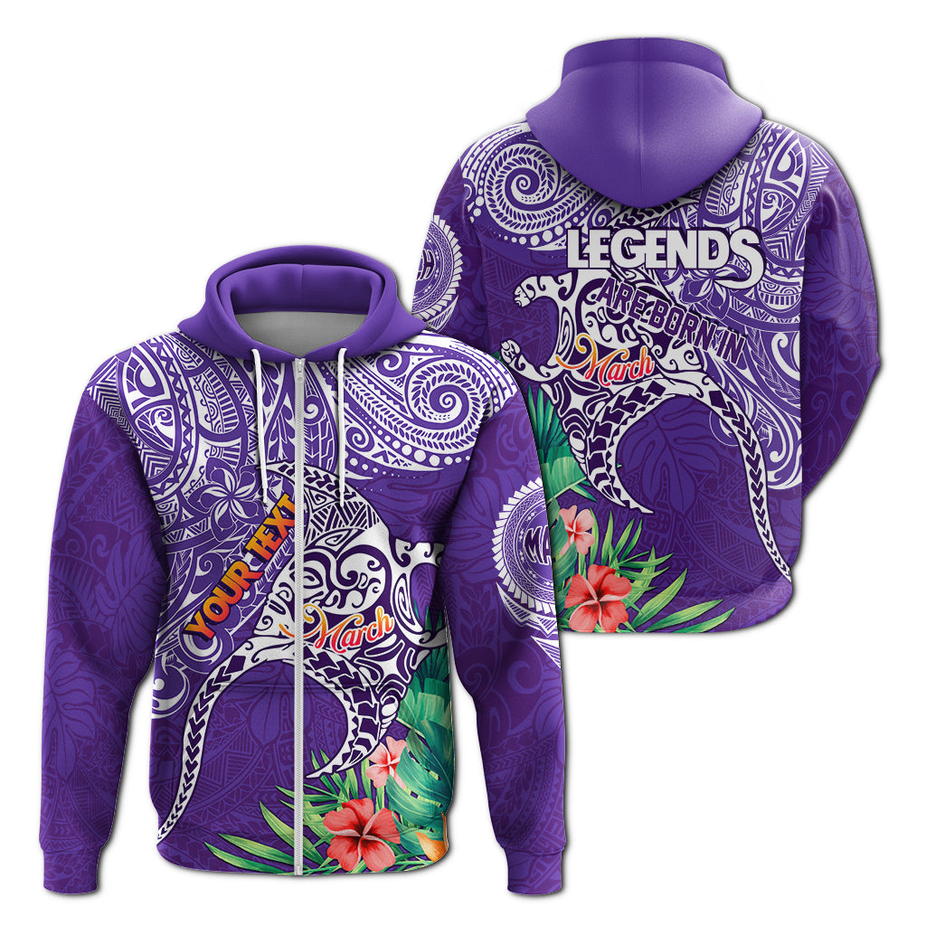 ( Personalised) Polynesian Birthday Zip Up Hoodie Legends Are Born In March