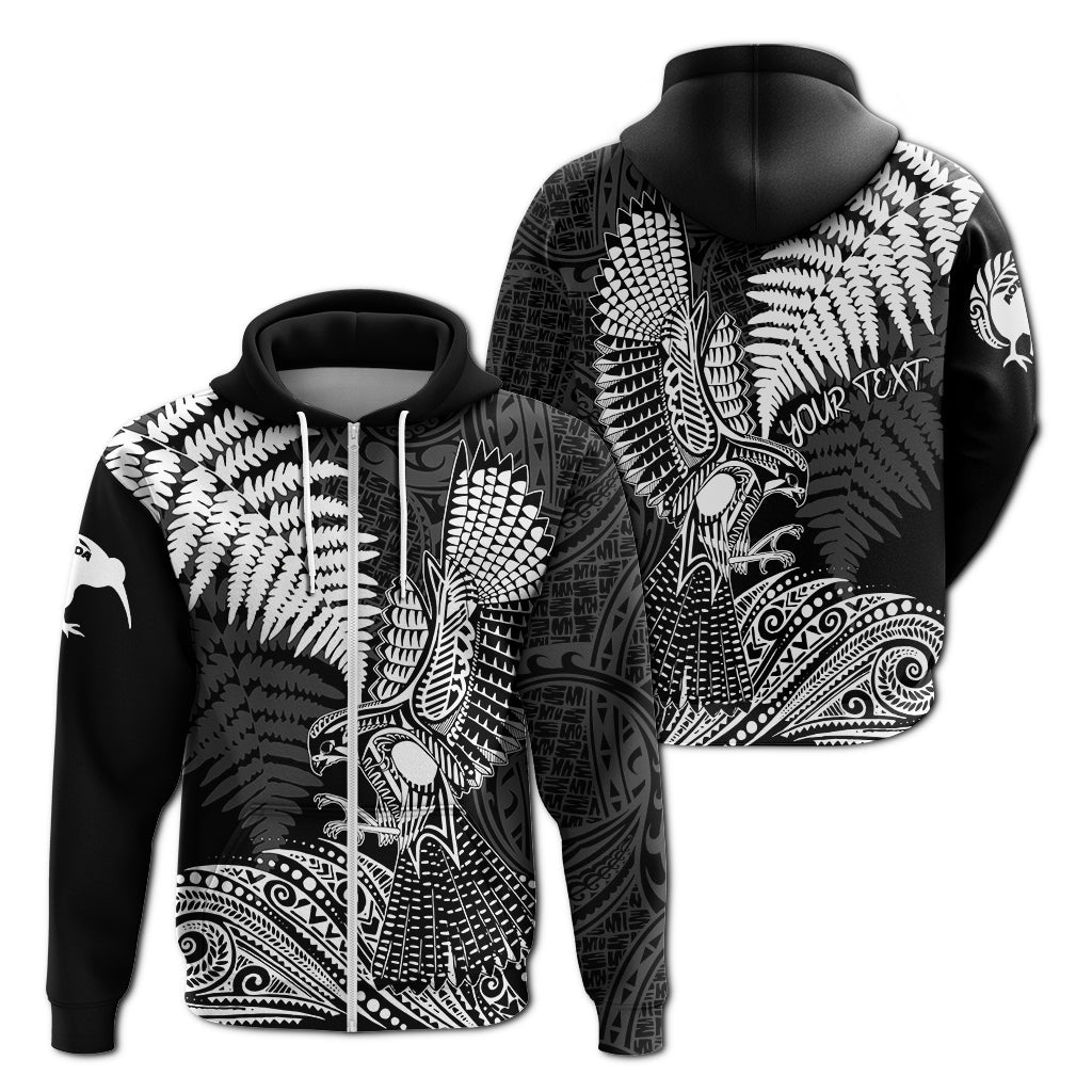 ( Personalized) Aotearoa Silver Fern Zip Up Hoodie Flying Kārearea