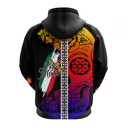 Mexican Dia de Muertos Sugar Skull Zip Hoodie Viva Mexico LT7