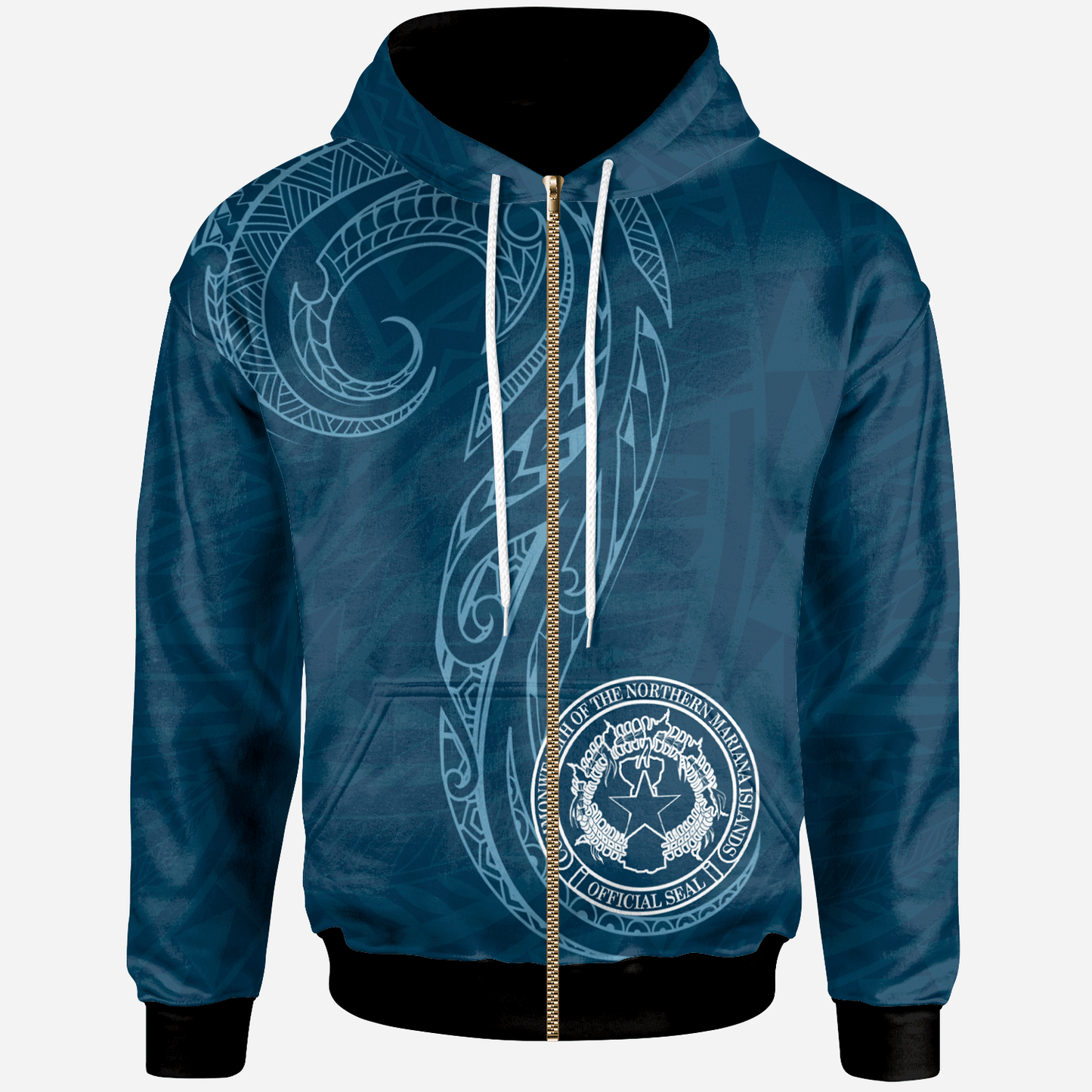 Northern Mariana Islands Zip Hoodie Polynesian Style
