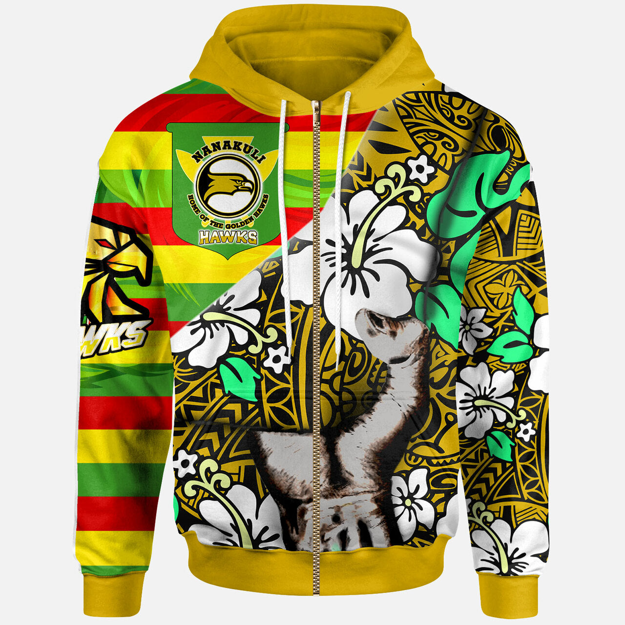 Hawaii Nanakuli High & Intermediate School Polynesian Patronage Hoodie The Golden Hawk Bloods In My Veins
