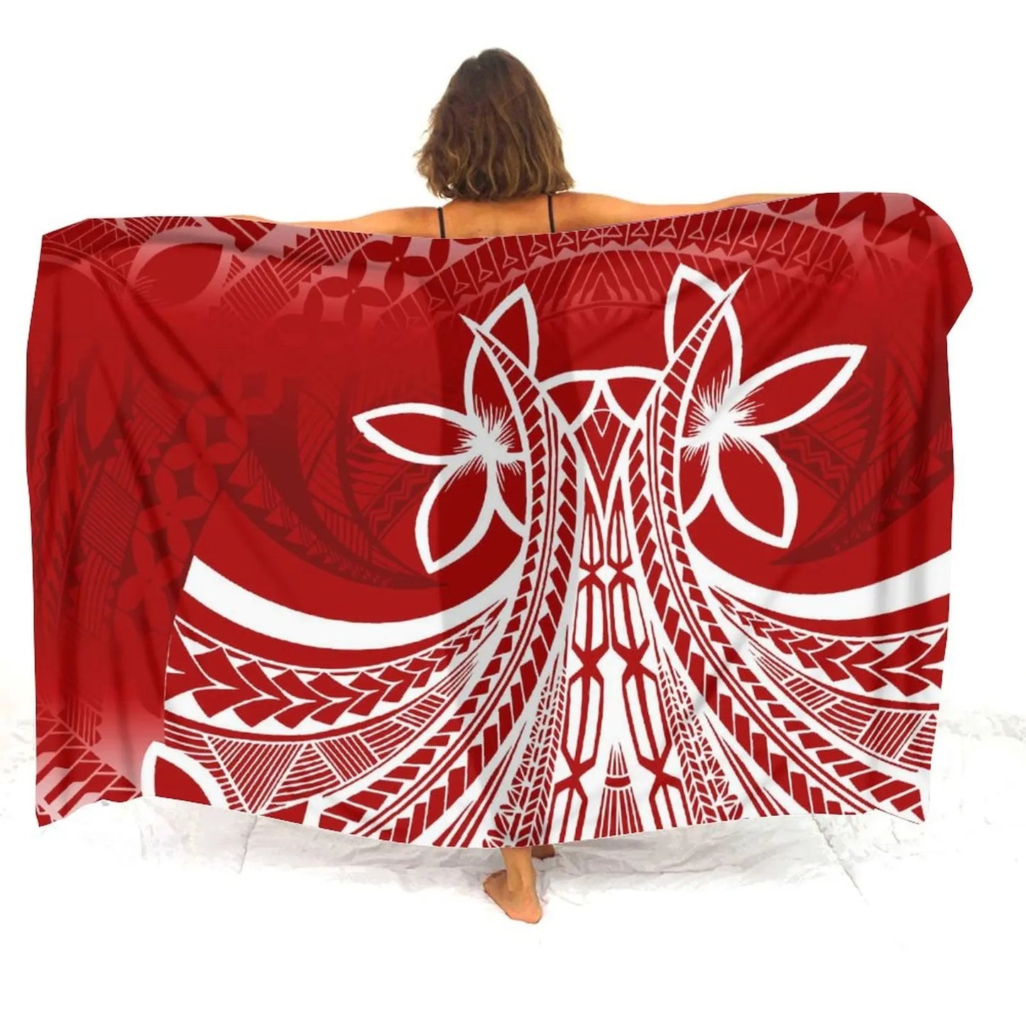 Island Flower Patterns Sarong Polynesian Tribal Red Women's Sarong Beach