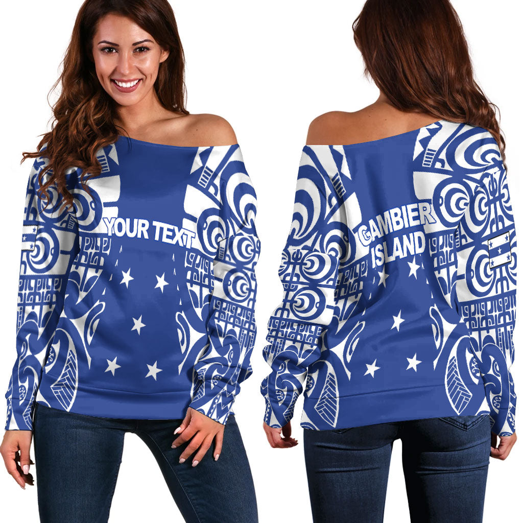 (Custom Personalised) Gambier Islands Tribal Tattoo Women Off Shoulder Sweater