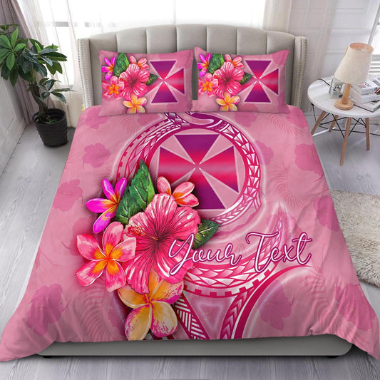 Wallis And Futuna Polynesian Custom Personalised Bedding Set Floral With Seal Pink
