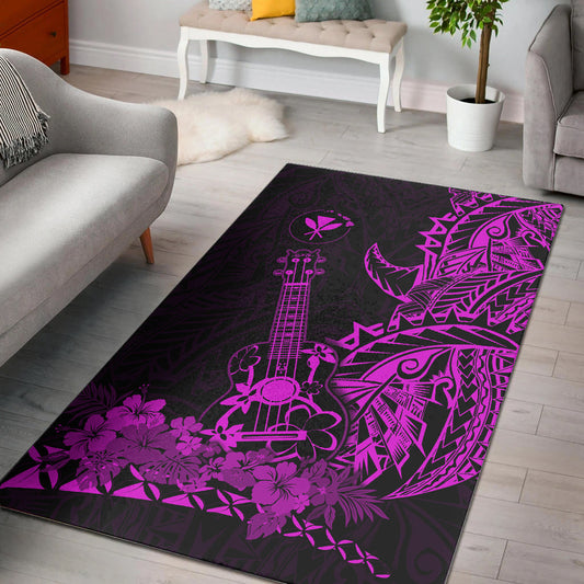 Hawaii Polynesian Area Rug Ukulele Purple