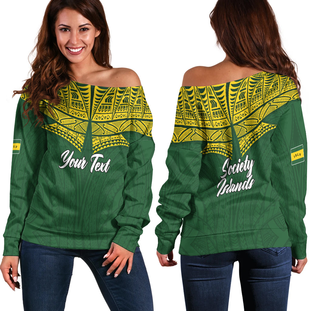 (Custom Personalised) Society Islands Pride Women Off Shoulder Sweater