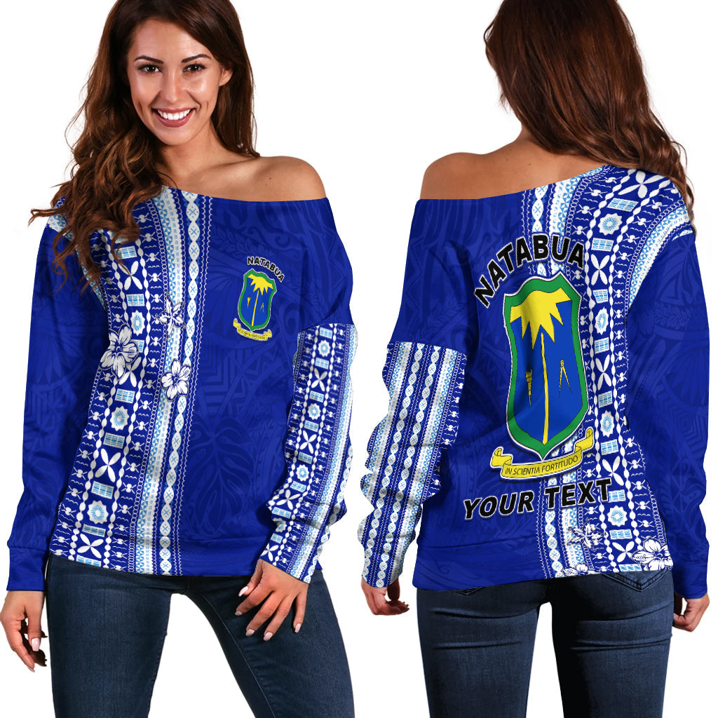 (Custom Personalised) Natabua High School Off Shoulder Sweater Polynesian Lautoka Fiji