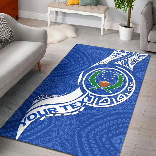 (Custom Personalised) Pohnpei Area Rug Micronesia Pride Blue