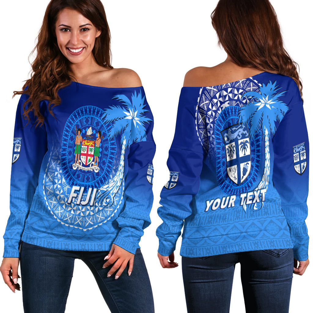(Custom Personalised) Fiji Tapa Tribal Coconut Tree Women Off Shoulder Sweater