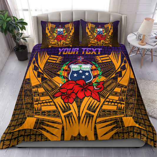 (Custom Personalised) Samoa Bedding Set Hibiscus With Tribal