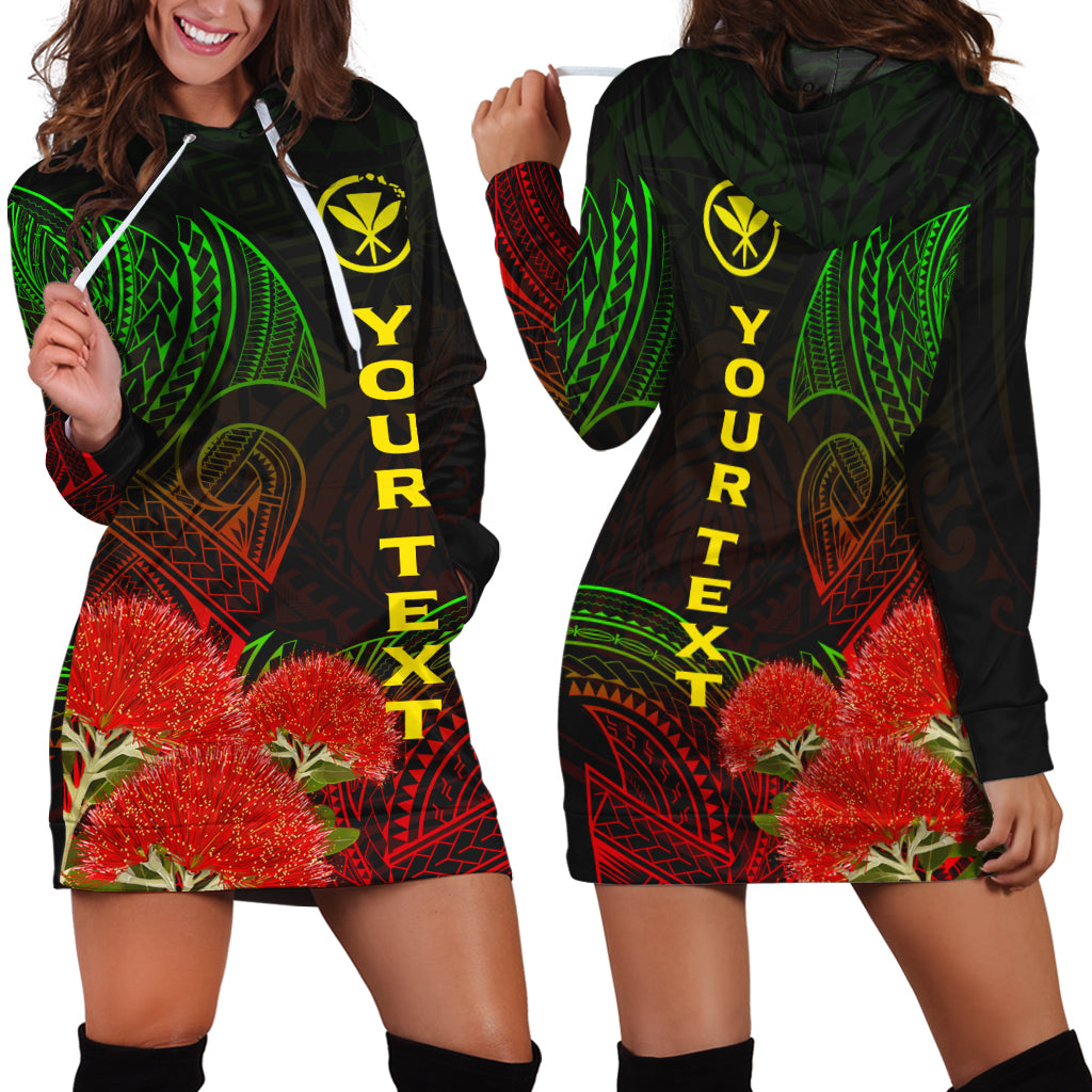 Custom Personalised Hawaii Polynesian Hoodie Dress Ohia Lehua