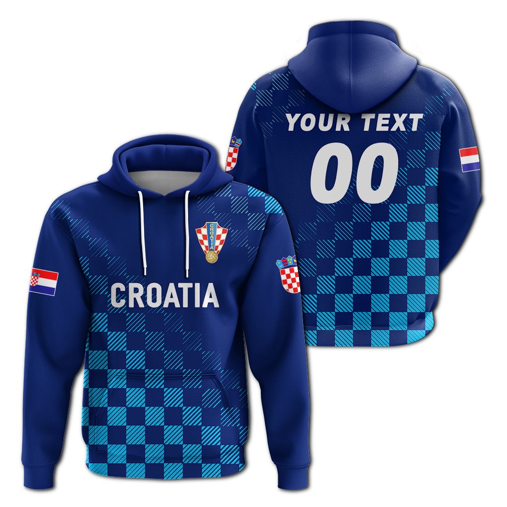 Custom Croatia Hoodie Football 2022 Champions Pride Blue