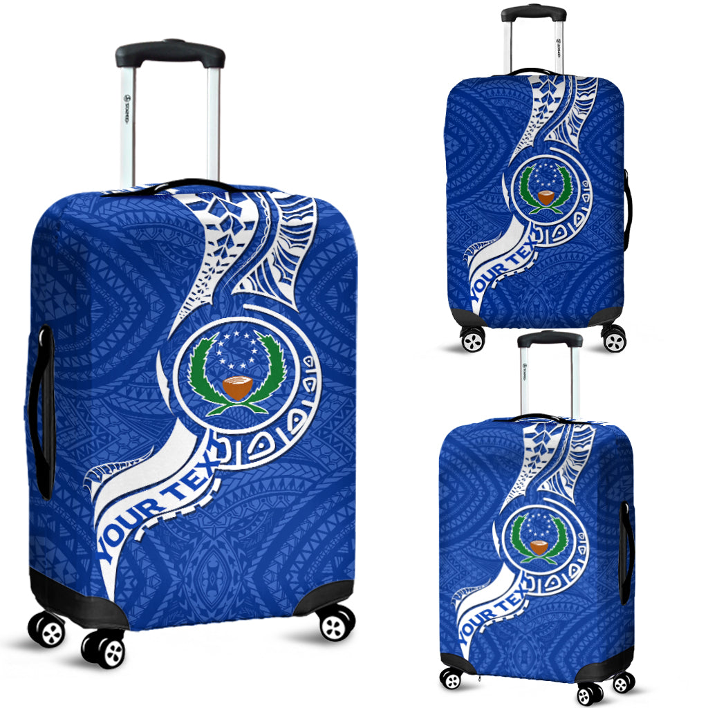 (Custom Personalised) Pohnpei Luggage Covers Micronesia Pride Blue