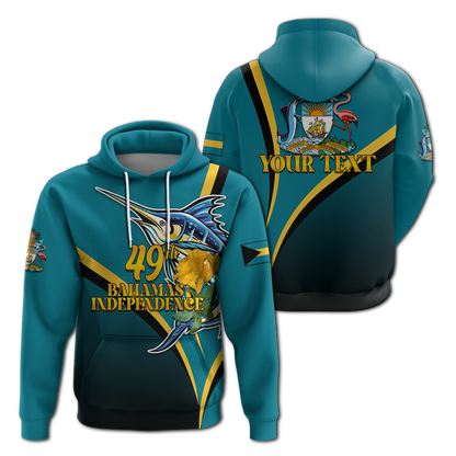 Custom The Bahamas 49th Anniversary Independence Day Blue Marlin Hoodie