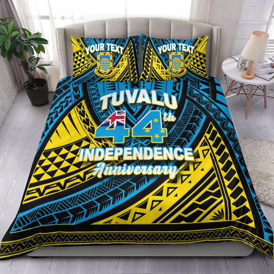 (Custom Personalised) Tuvalu Bedding Set 44th Independence Anniversary Tribal Pattern