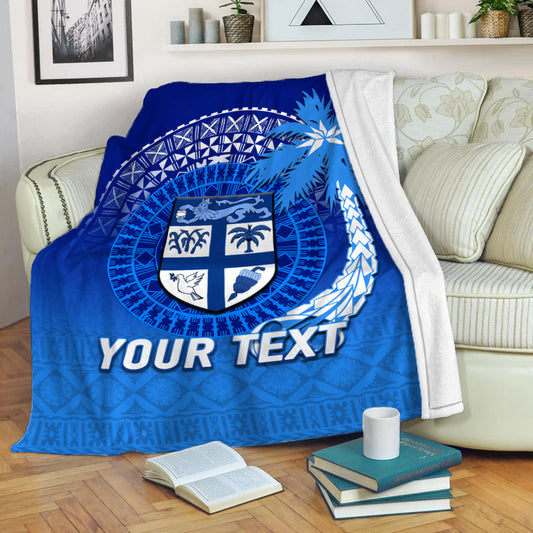 Custom Personalised Fiji Tapa Tribal Coconut Tree Blanket