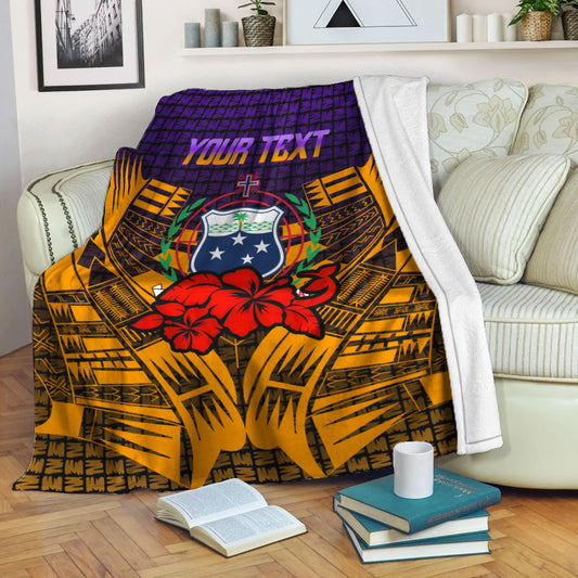 Custom Personalised Samoa Blanket Hibiscus With Tribal